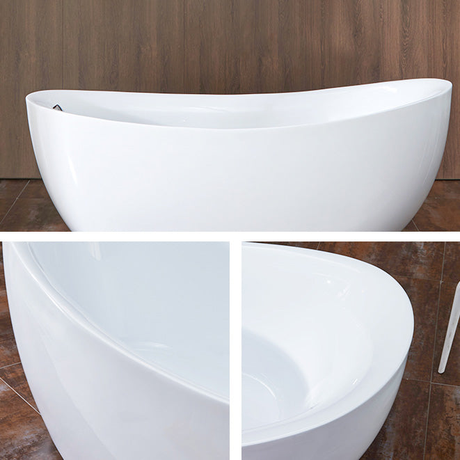 Modern Stand Alone Bathtub White Oval Acrylic Soaking Back to Wall Bath Clearhalo 'Bathroom Remodel & Bathroom Fixtures' 'Bathtubs' 'Home Improvement' 'home_improvement' 'home_improvement_bathtubs' 'Showers & Bathtubs' 7274356