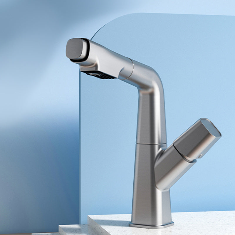 Modern Swivel Spout Vessel Faucet Centerset Bathroom Faucet with Knob Handle Clearhalo 'Bathroom Remodel & Bathroom Fixtures' 'Bathroom Sink Faucets' 'Bathroom Sinks & Faucet Components' 'bathroom_sink_faucets' 'Home Improvement' 'home_improvement' 'home_improvement_bathroom_sink_faucets' 7274442