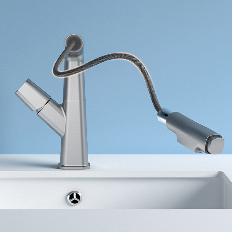 Modern Swivel Spout Vessel Faucet Centerset Bathroom Faucet with Knob Handle Clearhalo 'Bathroom Remodel & Bathroom Fixtures' 'Bathroom Sink Faucets' 'Bathroom Sinks & Faucet Components' 'bathroom_sink_faucets' 'Home Improvement' 'home_improvement' 'home_improvement_bathroom_sink_faucets' 7274448