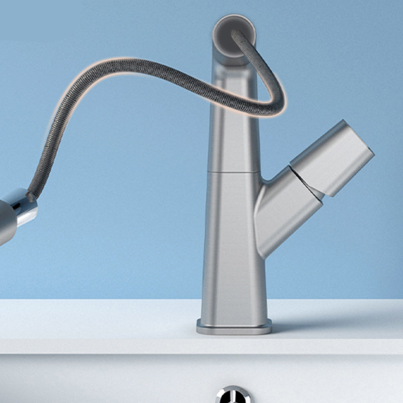 Modern Swivel Spout Vessel Faucet Centerset Bathroom Faucet with Knob Handle Clearhalo 'Bathroom Remodel & Bathroom Fixtures' 'Bathroom Sink Faucets' 'Bathroom Sinks & Faucet Components' 'bathroom_sink_faucets' 'Home Improvement' 'home_improvement' 'home_improvement_bathroom_sink_faucets' 7274453