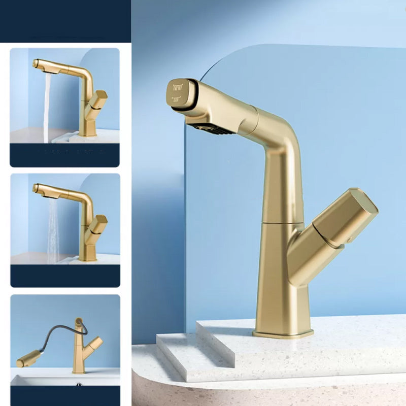 Modern Swivel Spout Vessel Faucet Centerset Bathroom Faucet with Knob Handle Gold Shut-off Valve Not Included Drain Not Included Clearhalo 'Bathroom Remodel & Bathroom Fixtures' 'Bathroom Sink Faucets' 'Bathroom Sinks & Faucet Components' 'bathroom_sink_faucets' 'Home Improvement' 'home_improvement' 'home_improvement_bathroom_sink_faucets' 7274459