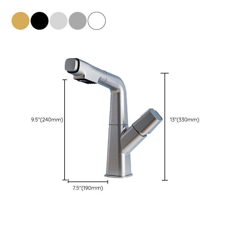Modern Swivel Spout Vessel Faucet Centerset Bathroom Faucet with Knob Handle Clearhalo 'Bathroom Remodel & Bathroom Fixtures' 'Bathroom Sink Faucets' 'Bathroom Sinks & Faucet Components' 'bathroom_sink_faucets' 'Home Improvement' 'home_improvement' 'home_improvement_bathroom_sink_faucets' 7274461