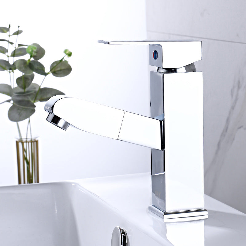 Modern Pull Out Centerset Faucet Single Handle Bathroom Vessel Faucet Clearhalo 'Bathroom Remodel & Bathroom Fixtures' 'Bathroom Sink Faucets' 'Bathroom Sinks & Faucet Components' 'bathroom_sink_faucets' 'Home Improvement' 'home_improvement' 'home_improvement_bathroom_sink_faucets' 7274462