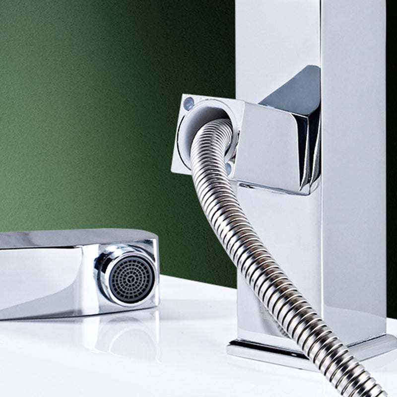 Modern Pull Out Centerset Faucet Single Handle Bathroom Vessel Faucet Clearhalo 'Bathroom Remodel & Bathroom Fixtures' 'Bathroom Sink Faucets' 'Bathroom Sinks & Faucet Components' 'bathroom_sink_faucets' 'Home Improvement' 'home_improvement' 'home_improvement_bathroom_sink_faucets' 7274470