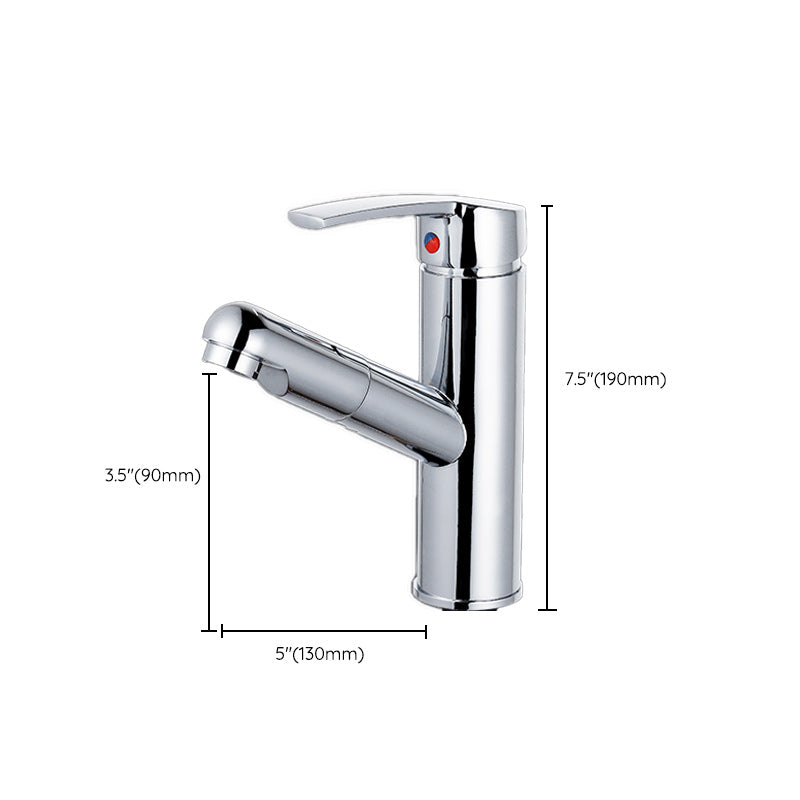 Modern Pull Out Centerset Faucet Single Handle Bathroom Vessel Faucet Clearhalo 'Bathroom Remodel & Bathroom Fixtures' 'Bathroom Sink Faucets' 'Bathroom Sinks & Faucet Components' 'bathroom_sink_faucets' 'Home Improvement' 'home_improvement' 'home_improvement_bathroom_sink_faucets' 7274474