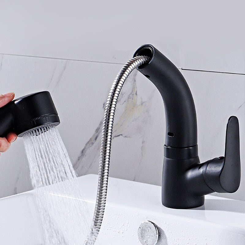 Modern Plain Vessel Sink Faucet High Arch Bathroom Sink Faucet Black Clearhalo 'Bathroom Remodel & Bathroom Fixtures' 'Bathroom Sink Faucets' 'Bathroom Sinks & Faucet Components' 'bathroom_sink_faucets' 'Home Improvement' 'home_improvement' 'home_improvement_bathroom_sink_faucets' 7274476