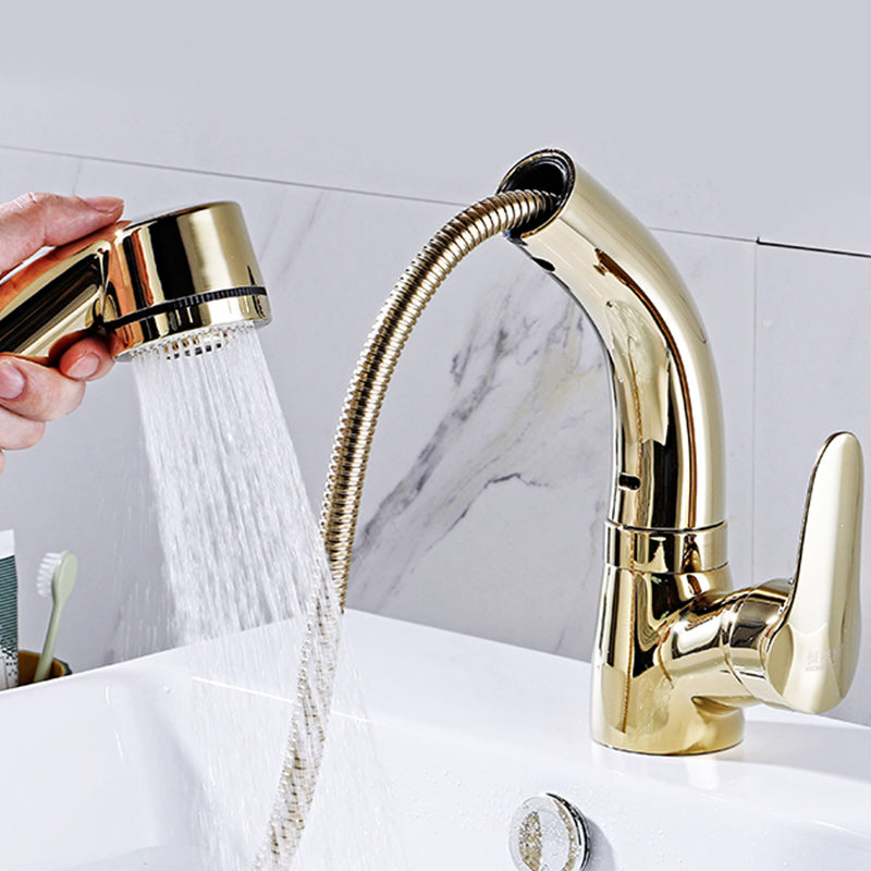 Modern Plain Vessel Sink Faucet High Arch Bathroom Sink Faucet Gold Clearhalo 'Bathroom Remodel & Bathroom Fixtures' 'Bathroom Sink Faucets' 'Bathroom Sinks & Faucet Components' 'bathroom_sink_faucets' 'Home Improvement' 'home_improvement' 'home_improvement_bathroom_sink_faucets' 7274479