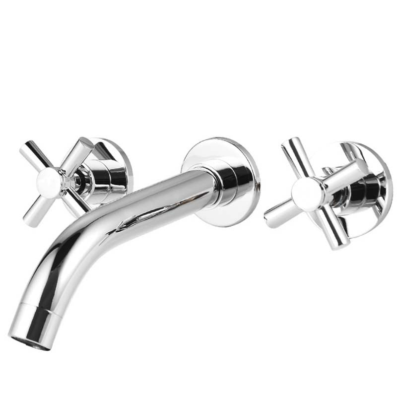 Modern Cross Handle Faucet Solid Color Wall Mounted Bathroom Faucet Clearhalo 'Bathroom Remodel & Bathroom Fixtures' 'Bathroom Sink Faucets' 'Bathroom Sinks & Faucet Components' 'bathroom_sink_faucets' 'Home Improvement' 'home_improvement' 'home_improvement_bathroom_sink_faucets' 7274497