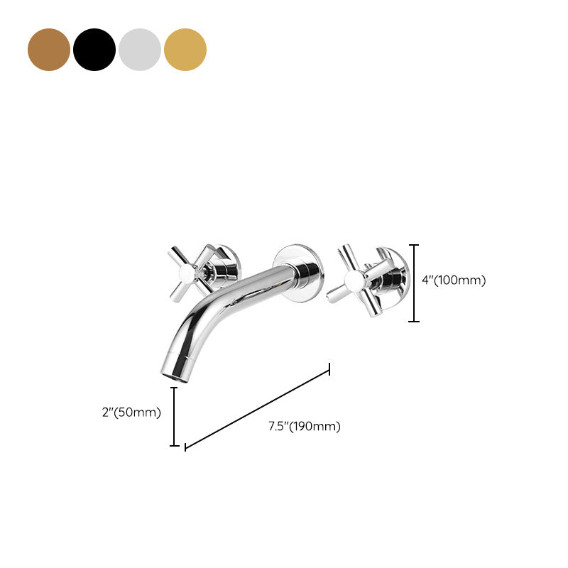 Modern Cross Handle Faucet Solid Color Wall Mounted Bathroom Faucet Clearhalo 'Bathroom Remodel & Bathroom Fixtures' 'Bathroom Sink Faucets' 'Bathroom Sinks & Faucet Components' 'bathroom_sink_faucets' 'Home Improvement' 'home_improvement' 'home_improvement_bathroom_sink_faucets' 7274504