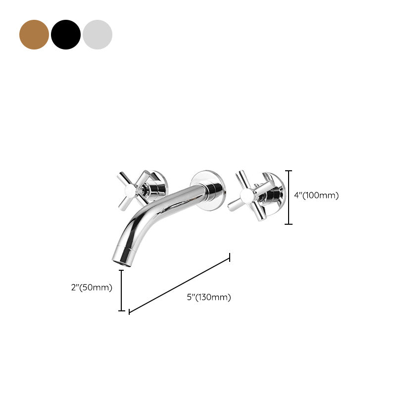 Modern Cross Handle Faucet Solid Color Wall Mounted Bathroom Faucet Clearhalo 'Bathroom Remodel & Bathroom Fixtures' 'Bathroom Sink Faucets' 'Bathroom Sinks & Faucet Components' 'bathroom_sink_faucets' 'Home Improvement' 'home_improvement' 'home_improvement_bathroom_sink_faucets' 7274505