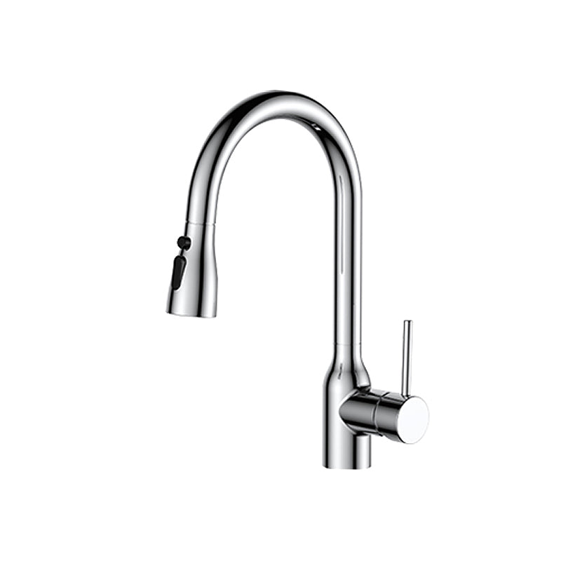 Contemporary Single Handle Kitchen Faucet Pull Out 1 Hold Bar Faucet with No Sensor Silver Dual Mode Clearhalo 'Home Improvement' 'home_improvement' 'home_improvement_kitchen_faucets' 'Kitchen Faucets' 'Kitchen Remodel & Kitchen Fixtures' 'Kitchen Sinks & Faucet Components' 'kitchen_faucets' 7274517