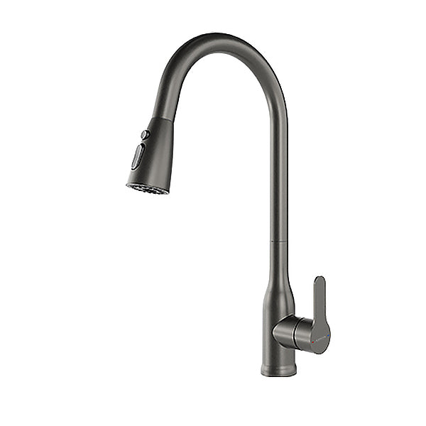 Contemporary Single Handle Kitchen Faucet Pull Out 1 Hold Bar Faucet with No Sensor Gun Grey Tri-Mode Clearhalo 'Home Improvement' 'home_improvement' 'home_improvement_kitchen_faucets' 'Kitchen Faucets' 'Kitchen Remodel & Kitchen Fixtures' 'Kitchen Sinks & Faucet Components' 'kitchen_faucets' 7274521