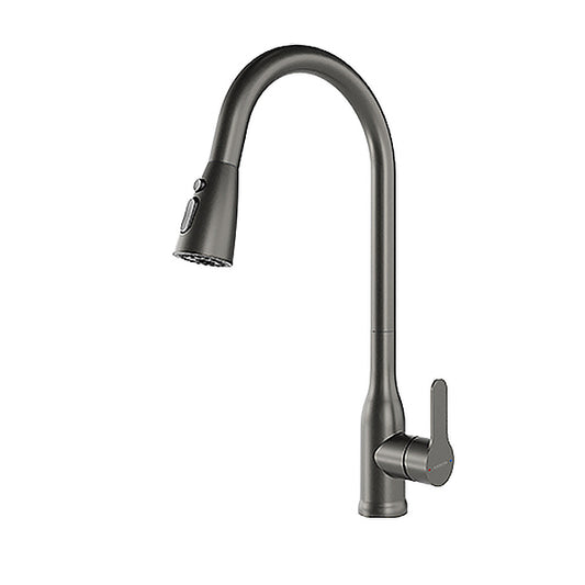 Contemporary Single Handle Kitchen Faucet Pull Out 1 Hold Bar Faucet with No Sensor Clearhalo 'Home Improvement' 'home_improvement' 'home_improvement_kitchen_faucets' 'Kitchen Faucets' 'Kitchen Remodel & Kitchen Fixtures' 'Kitchen Sinks & Faucet Components' 'kitchen_faucets' 7274523