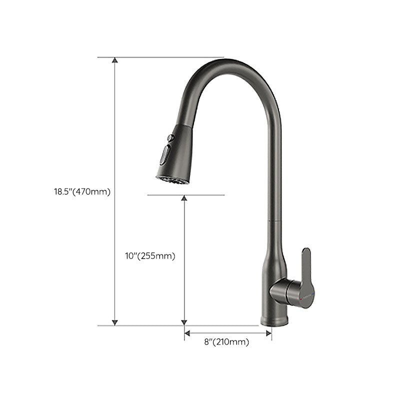 Contemporary Single Handle Kitchen Faucet Pull Out 1 Hold Bar Faucet with No Sensor Clearhalo 'Home Improvement' 'home_improvement' 'home_improvement_kitchen_faucets' 'Kitchen Faucets' 'Kitchen Remodel & Kitchen Fixtures' 'Kitchen Sinks & Faucet Components' 'kitchen_faucets' 7274529