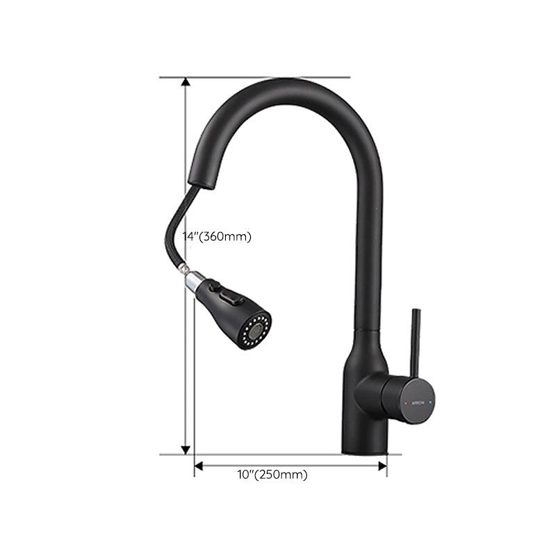 Contemporary Single Handle Kitchen Faucet Pull Out 1 Hold Bar Faucet with No Sensor Clearhalo 'Home Improvement' 'home_improvement' 'home_improvement_kitchen_faucets' 'Kitchen Faucets' 'Kitchen Remodel & Kitchen Fixtures' 'Kitchen Sinks & Faucet Components' 'kitchen_faucets' 7274532