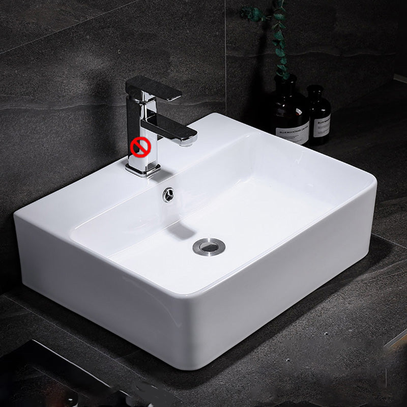Contemporary Vessel Bathroom Sink Rectangular White Ceramic Overflow Drain Assembly Sink 20"L x 17"W x 6"H Sink Clearhalo 'Bathroom Remodel & Bathroom Fixtures' 'Bathroom Sinks & Faucet Components' 'Bathroom Sinks' 'bathroom_sink' 'Home Improvement' 'home_improvement' 'home_improvement_bathroom_sink' 7274554
