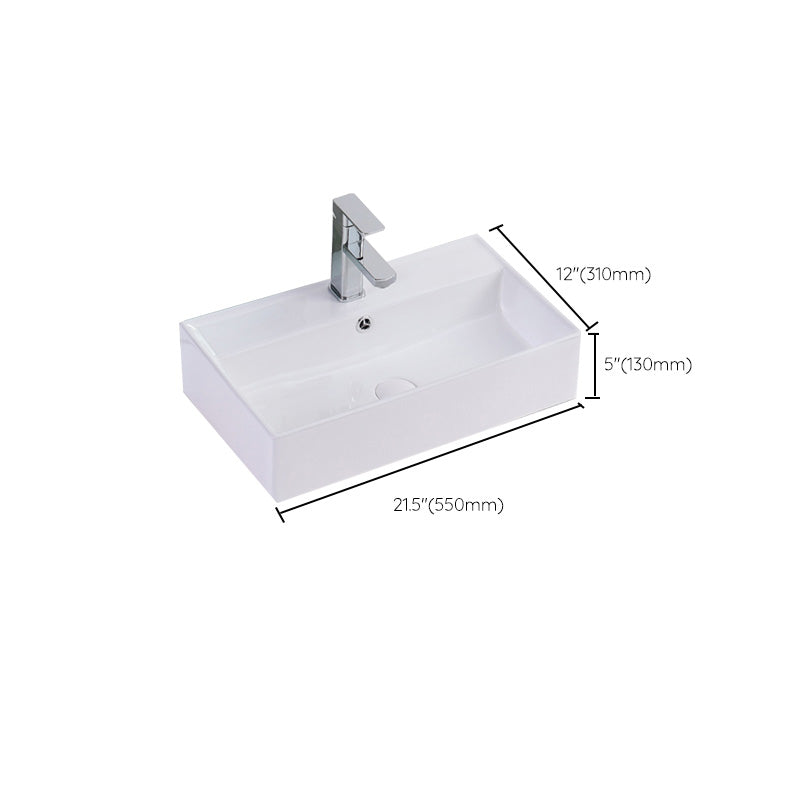 Contemporary Vessel Bathroom Sink Rectangular White Ceramic Overflow Drain Assembly Sink Clearhalo 'Bathroom Remodel & Bathroom Fixtures' 'Bathroom Sinks & Faucet Components' 'Bathroom Sinks' 'bathroom_sink' 'Home Improvement' 'home_improvement' 'home_improvement_bathroom_sink' 7274561