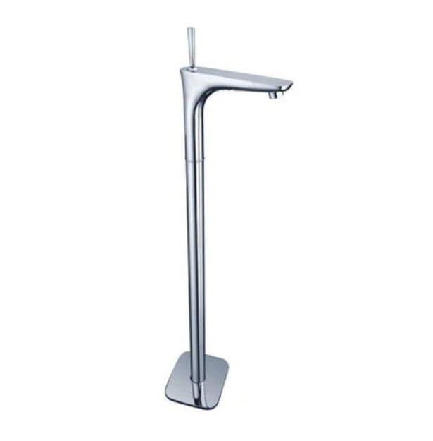 Modern Floor Mounted Freestanding Tub Filler Freestanding Copper High Arc Tub Filler Trim Chrome Round Tube Clearhalo 'Bathroom Remodel & Bathroom Fixtures' 'Bathtub Faucets' 'bathtub_faucets' 'Home Improvement' 'home_improvement' 'home_improvement_bathtub_faucets' 7274701