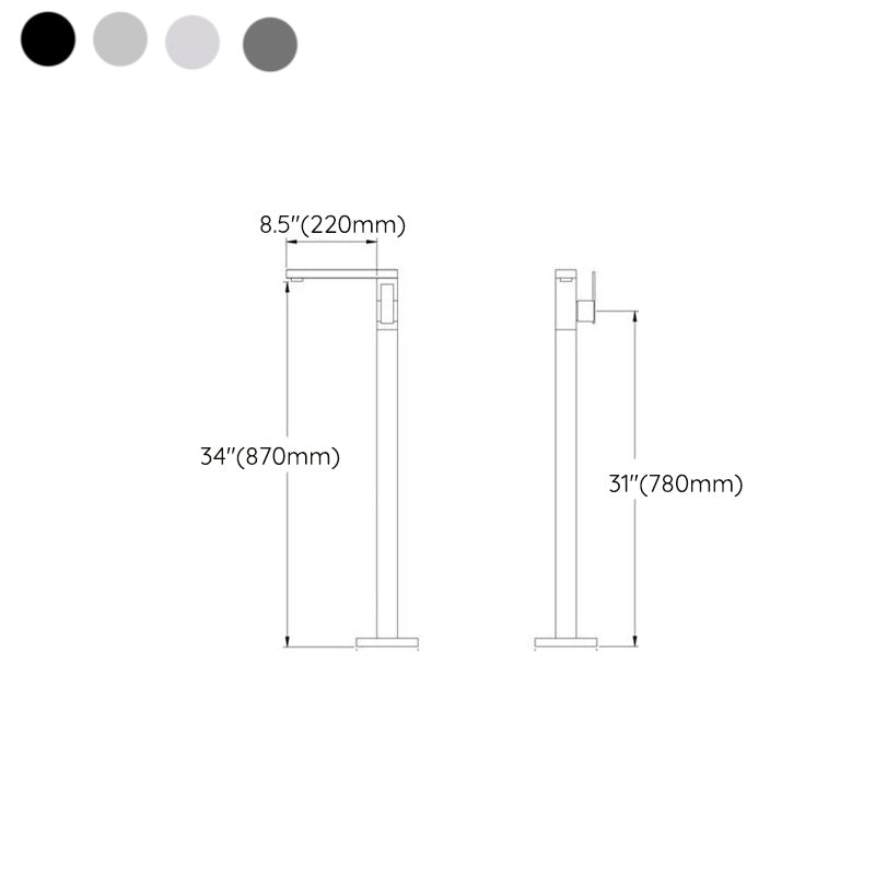 Modern Floor Mounted Freestanding Tub Filler Freestanding Copper High Arc Tub Filler Trim Clearhalo 'Bathroom Remodel & Bathroom Fixtures' 'Bathtub Faucets' 'bathtub_faucets' 'Home Improvement' 'home_improvement' 'home_improvement_bathtub_faucets' 7274723