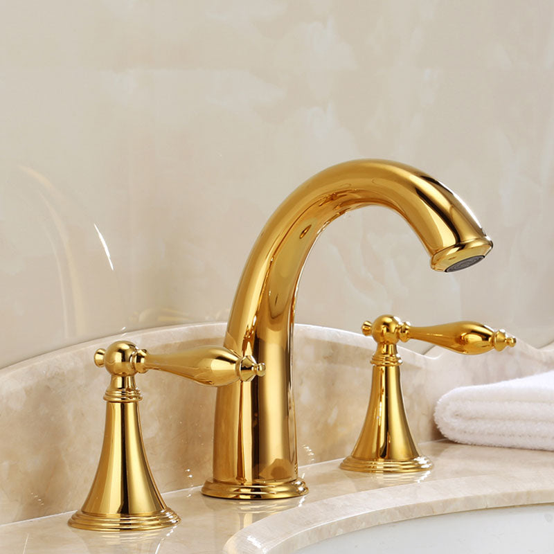 Traditional Roman Tub Faucet Set Copper Fixed Deck-Mount with Handles Gold Elbow Outlet Clearhalo 'Bathroom Remodel & Bathroom Fixtures' 'Bathtub Faucets' 'bathtub_faucets' 'Home Improvement' 'home_improvement' 'home_improvement_bathtub_faucets' 7274733