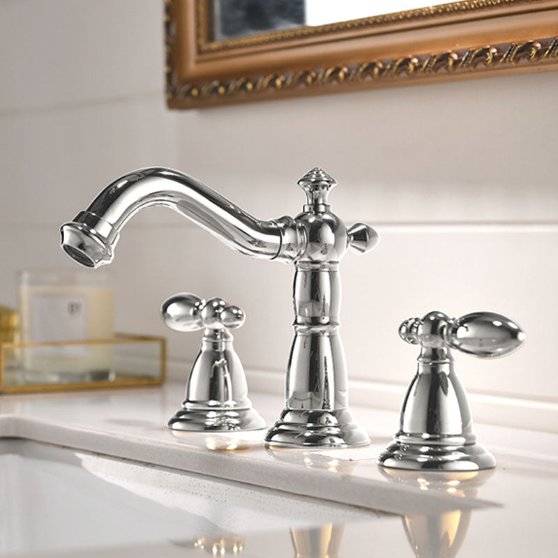 Traditional Roman Tub Faucet Set Copper Fixed Deck-Mount with Handles Silver High Arc Clearhalo 'Bathroom Remodel & Bathroom Fixtures' 'Bathtub Faucets' 'bathtub_faucets' 'Home Improvement' 'home_improvement' 'home_improvement_bathtub_faucets' 7274737