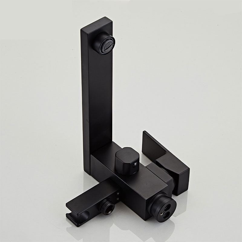 Modern Free Standing Faucet Rod Handle Handheld Shower Head Bathtub Faucet Clearhalo 'Bathroom Remodel & Bathroom Fixtures' 'Bathtub Faucets' 'bathtub_faucets' 'Home Improvement' 'home_improvement' 'home_improvement_bathtub_faucets' 7274772