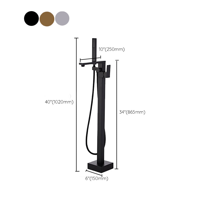 Modern Free Standing Faucet Rod Handle Handheld Shower Head Bathtub Faucet Clearhalo 'Bathroom Remodel & Bathroom Fixtures' 'Bathtub Faucets' 'bathtub_faucets' 'Home Improvement' 'home_improvement' 'home_improvement_bathtub_faucets' 7274777