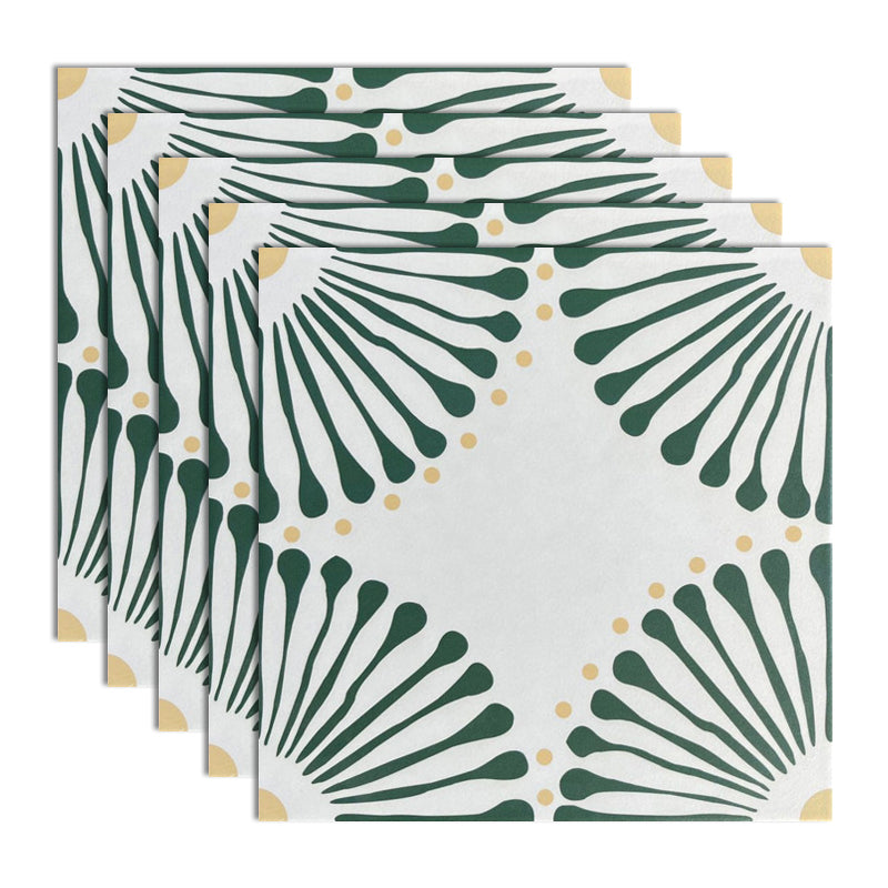 Modern Style Wall Tile Scratch Resistant Printing Straight Edge Square Wall Tile Dark Green White Clearhalo 'Floor Tiles & Wall Tiles' 'floor_tiles_wall_tiles' 'Flooring 'Home Improvement' 'home_improvement' 'home_improvement_floor_tiles_wall_tiles' Walls and Ceiling' 7274799