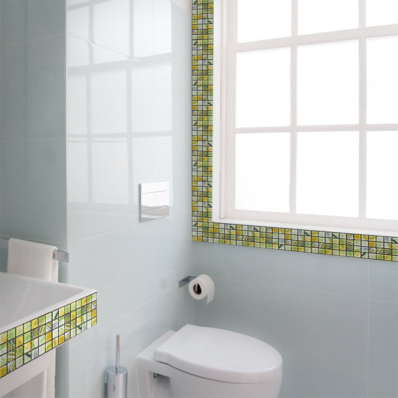 PVC Square Peel & Stick Mosaic Tile Multi-Color Backsplash & Wall Tile Light Green 10-Piece Set Berg Crystal Clearhalo 'Flooring 'Home Improvement' 'home_improvement' 'home_improvement_peel_stick_blacksplash' 'Peel & Stick Backsplash Tile' 'peel_stick_blacksplash' 'Walls & Ceilings' Walls and Ceiling' 7275030