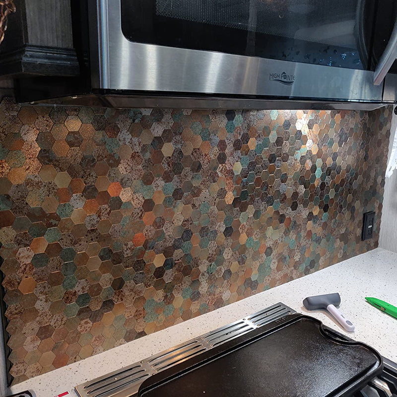 Modern Tile-Peel & Stick Metal Mosaic Tile Hexagonal Peel & Stick Subway Tile Clearhalo 'Flooring 'Home Improvement' 'home_improvement' 'home_improvement_peel_stick_blacksplash' 'Peel & Stick Backsplash Tile' 'peel_stick_blacksplash' 'Walls & Ceilings' Walls and Ceiling' 7275051