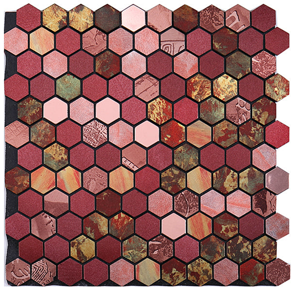 Modern Tile-Peel & Stick Metal Mosaic Tile Hexagonal Peel & Stick Subway Tile Brick Red Clearhalo 'Flooring 'Home Improvement' 'home_improvement' 'home_improvement_peel_stick_blacksplash' 'Peel & Stick Backsplash Tile' 'peel_stick_blacksplash' 'Walls & Ceilings' Walls and Ceiling' 7275052