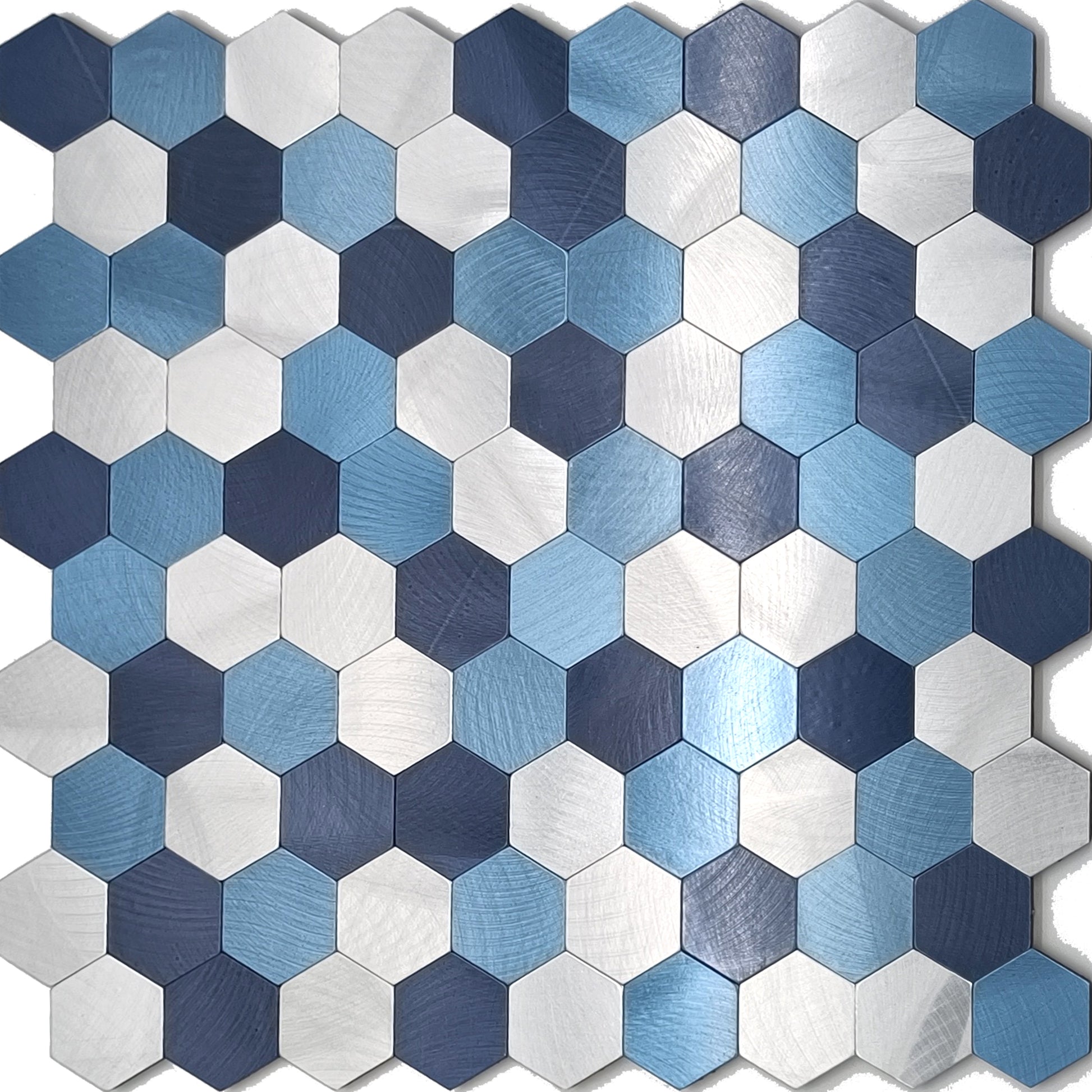 Modern Tile-Peel & Stick Metal Mosaic Tile Hexagonal Peel & Stick Subway Tile Blue-White Clearhalo 'Flooring 'Home Improvement' 'home_improvement' 'home_improvement_peel_stick_blacksplash' 'Peel & Stick Backsplash Tile' 'peel_stick_blacksplash' 'Walls & Ceilings' Walls and Ceiling' 7275058