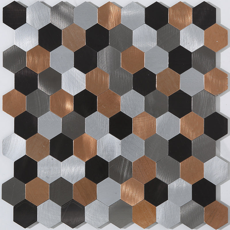 Modern Tile-Peel & Stick Metal Mosaic Tile Hexagonal Peel & Stick Subway Tile Silver Black Clearhalo 'Flooring 'Home Improvement' 'home_improvement' 'home_improvement_peel_stick_blacksplash' 'Peel & Stick Backsplash Tile' 'peel_stick_blacksplash' 'Walls & Ceilings' Walls and Ceiling' 7275062