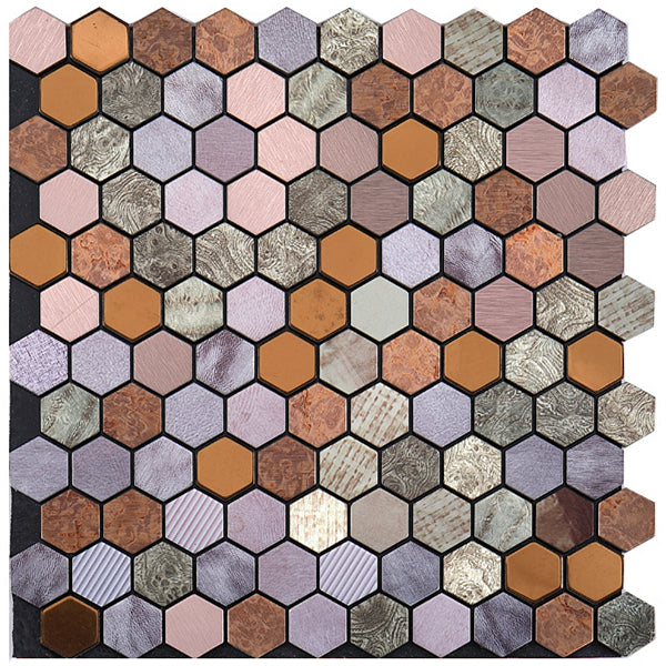 Modern Tile-Peel & Stick Metal Mosaic Tile Hexagonal Peel & Stick Subway Tile Orange-Purple Clearhalo 'Flooring 'Home Improvement' 'home_improvement' 'home_improvement_peel_stick_blacksplash' 'Peel & Stick Backsplash Tile' 'peel_stick_blacksplash' 'Walls & Ceilings' Walls and Ceiling' 7275071