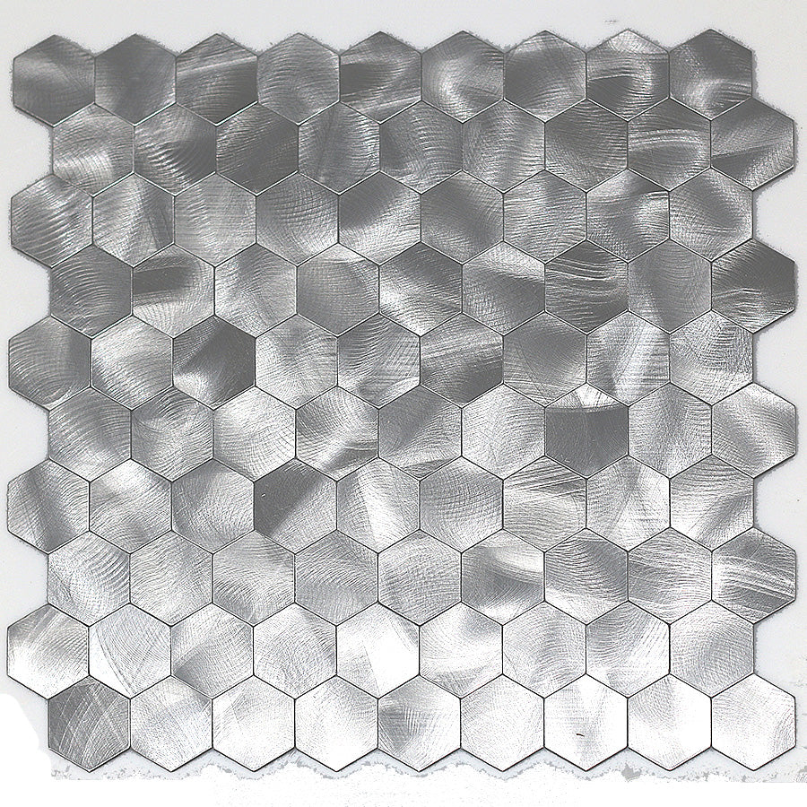 Modern Tile-Peel & Stick Metal Mosaic Tile Hexagonal Peel & Stick Subway Tile Chrome Clearhalo 'Flooring 'Home Improvement' 'home_improvement' 'home_improvement_peel_stick_blacksplash' 'Peel & Stick Backsplash Tile' 'peel_stick_blacksplash' 'Walls & Ceilings' Walls and Ceiling' 7275073