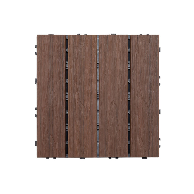 Tradition Square Wood Tile Wire Brushed Brown Engineered Wood for Patio Garden Walnut 12" x 12" Clearhalo 'Flooring 'Hardwood Flooring' 'hardwood_flooring' 'Home Improvement' 'home_improvement' 'home_improvement_hardwood_flooring' Walls and Ceiling' 7275198