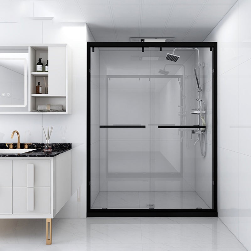 Tempered Glass Shower Bath Door Transparent Metal Semi Frameless Sliding Shower Door Clearhalo 'Bathroom Remodel & Bathroom Fixtures' 'Home Improvement' 'home_improvement' 'home_improvement_shower_tub_doors' 'Shower and Tub Doors' 'shower_tub_doors' 'Showers & Bathtubs' 7275290