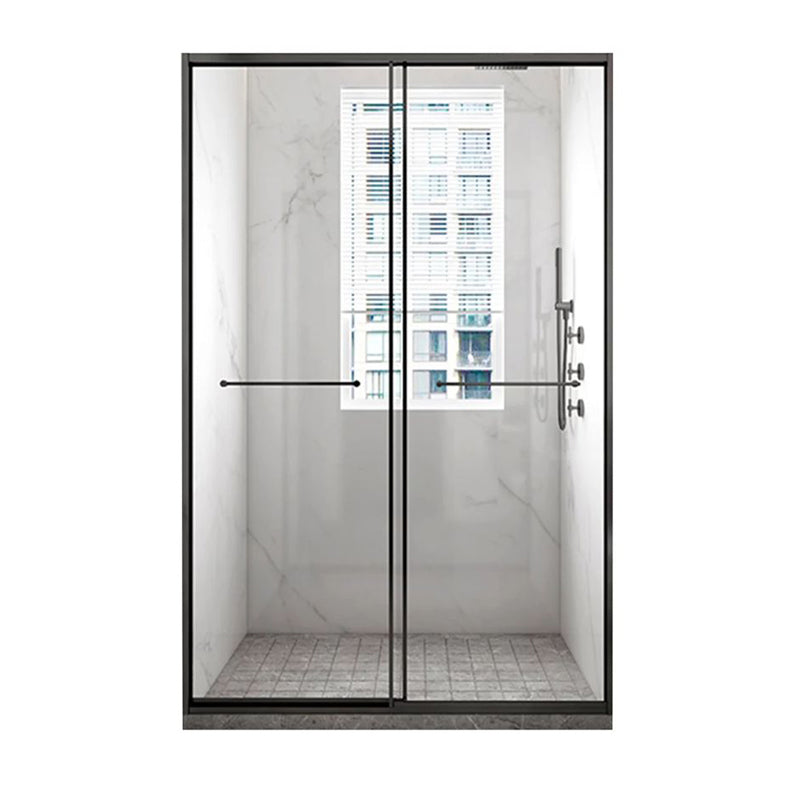 Tempered Shower Bath Door Transparent Metal Framed Sliding Shower Door Clearhalo 'Bathroom Remodel & Bathroom Fixtures' 'Home Improvement' 'home_improvement' 'home_improvement_shower_tub_doors' 'Shower and Tub Doors' 'shower_tub_doors' 'Showers & Bathtubs' 7275312