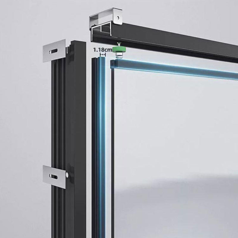 Tempered Shower Bath Door Transparent Metal Framed Sliding Shower Door Clearhalo 'Bathroom Remodel & Bathroom Fixtures' 'Home Improvement' 'home_improvement' 'home_improvement_shower_tub_doors' 'Shower and Tub Doors' 'shower_tub_doors' 'Showers & Bathtubs' 7275313