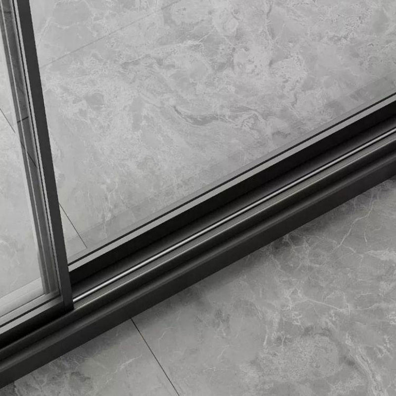 Tempered Shower Bath Door Transparent Metal Framed Sliding Shower Door Clearhalo 'Bathroom Remodel & Bathroom Fixtures' 'Home Improvement' 'home_improvement' 'home_improvement_shower_tub_doors' 'Shower and Tub Doors' 'shower_tub_doors' 'Showers & Bathtubs' 7275314