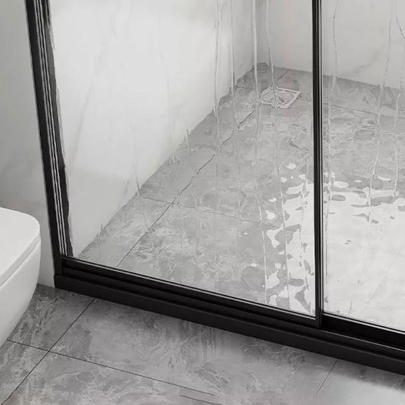 Tempered Shower Bath Door Transparent Metal Framed Sliding Shower Door Clearhalo 'Bathroom Remodel & Bathroom Fixtures' 'Home Improvement' 'home_improvement' 'home_improvement_shower_tub_doors' 'Shower and Tub Doors' 'shower_tub_doors' 'Showers & Bathtubs' 7275315
