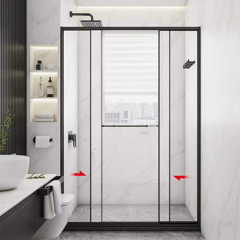 Transparent Double Glass Shower Bath Door Metal Framed Shower Door Clearhalo 'Bathroom Remodel & Bathroom Fixtures' 'Home Improvement' 'home_improvement' 'home_improvement_shower_tub_doors' 'Shower and Tub Doors' 'shower_tub_doors' 'Showers & Bathtubs' 7275325