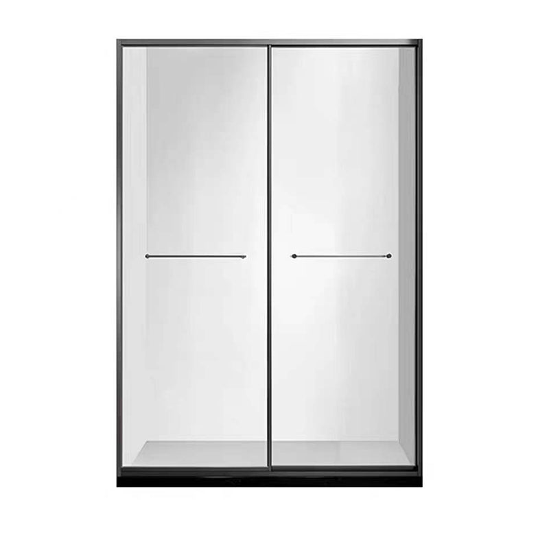 Transparent Double Glass Shower Bath Door Metal Framed Shower Door 75"L x 79"H Clearhalo 'Bathroom Remodel & Bathroom Fixtures' 'Home Improvement' 'home_improvement' 'home_improvement_shower_tub_doors' 'Shower and Tub Doors' 'shower_tub_doors' 'Showers & Bathtubs' 7275328
