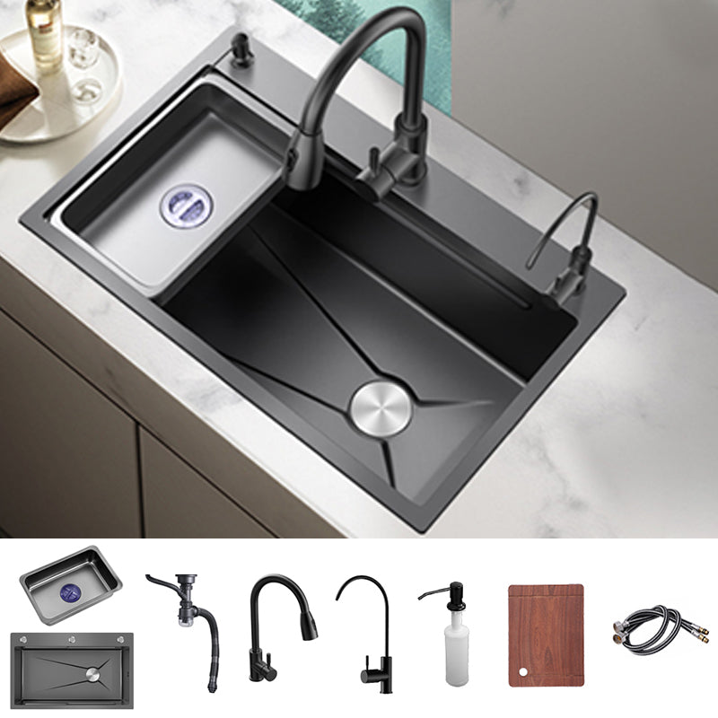 Stainless Steel Kitchen Sink Single Bowl Drop-In Kitchen Sink Double Tap for Water Purification Clearhalo 'Home Improvement' 'home_improvement' 'home_improvement_kitchen_sinks' 'Kitchen Remodel & Kitchen Fixtures' 'Kitchen Sinks & Faucet Components' 'Kitchen Sinks' 'kitchen_sinks' 7276154