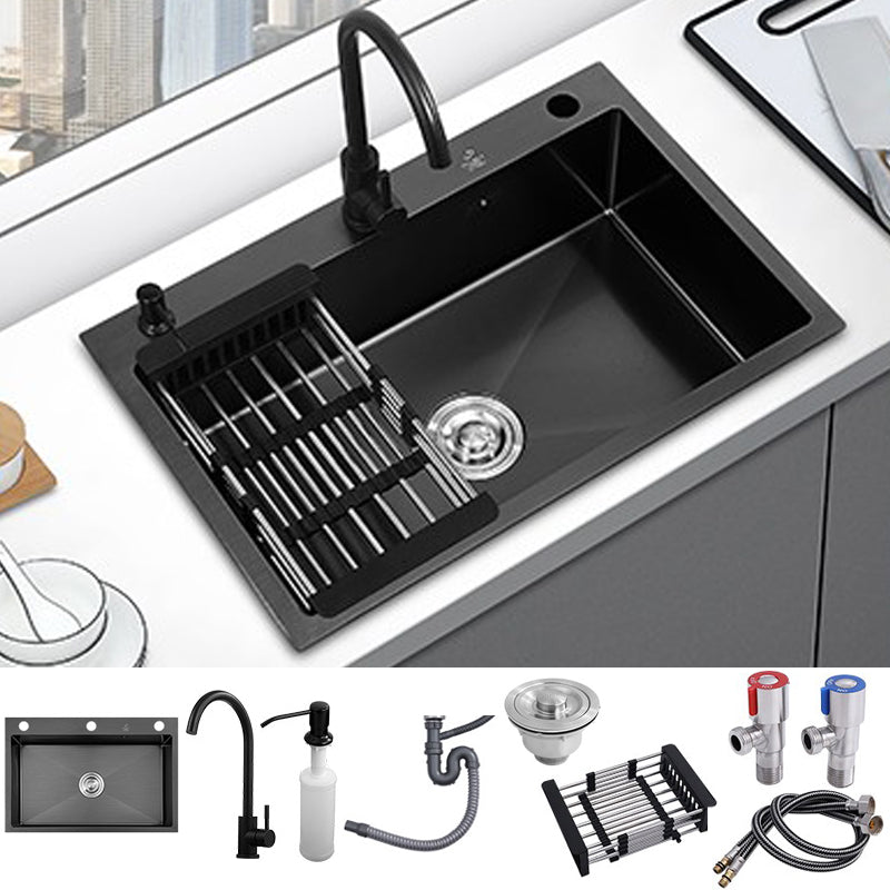 Drop-In Kitchen Sink Stainless Steel Kitchen Sink with Rectangular Shape Round Faucet Clearhalo 'Home Improvement' 'home_improvement' 'home_improvement_kitchen_sinks' 'Kitchen Remodel & Kitchen Fixtures' 'Kitchen Sinks & Faucet Components' 'Kitchen Sinks' 'kitchen_sinks' 7276174