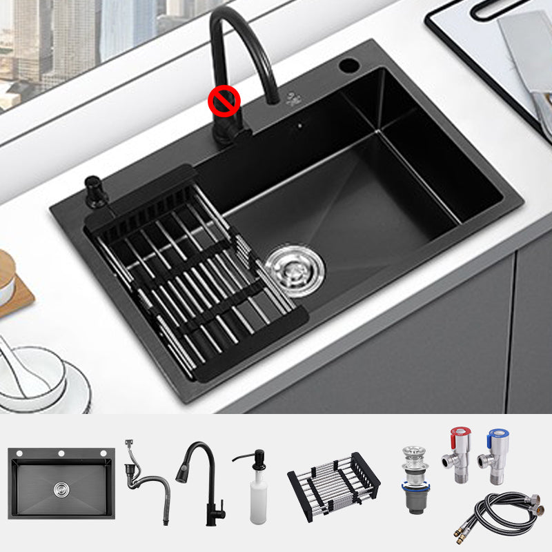 Drop-In Kitchen Sink Stainless Steel Kitchen Sink with Rectangular Shape Pull Out Faucet Clearhalo 'Home Improvement' 'home_improvement' 'home_improvement_kitchen_sinks' 'Kitchen Remodel & Kitchen Fixtures' 'Kitchen Sinks & Faucet Components' 'Kitchen Sinks' 'kitchen_sinks' 7276175