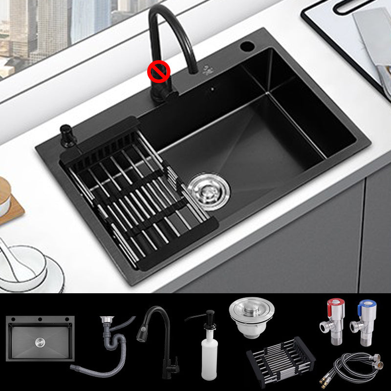 Drop-In Kitchen Sink Stainless Steel Kitchen Sink with Rectangular Shape Pull Out Faucet Clearhalo 'Home Improvement' 'home_improvement' 'home_improvement_kitchen_sinks' 'Kitchen Remodel & Kitchen Fixtures' 'Kitchen Sinks & Faucet Components' 'Kitchen Sinks' 'kitchen_sinks' 7276177