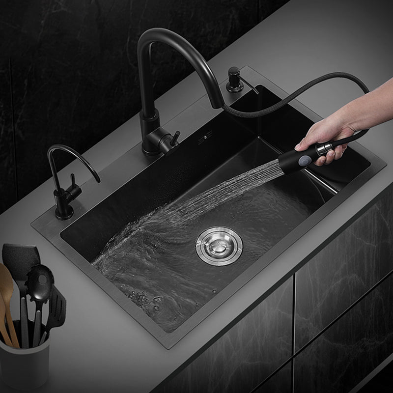 Drop-In Kitchen Sink Stainless Steel Kitchen Sink with Rectangular Shape Clearhalo 'Home Improvement' 'home_improvement' 'home_improvement_kitchen_sinks' 'Kitchen Remodel & Kitchen Fixtures' 'Kitchen Sinks & Faucet Components' 'Kitchen Sinks' 'kitchen_sinks' 7276178