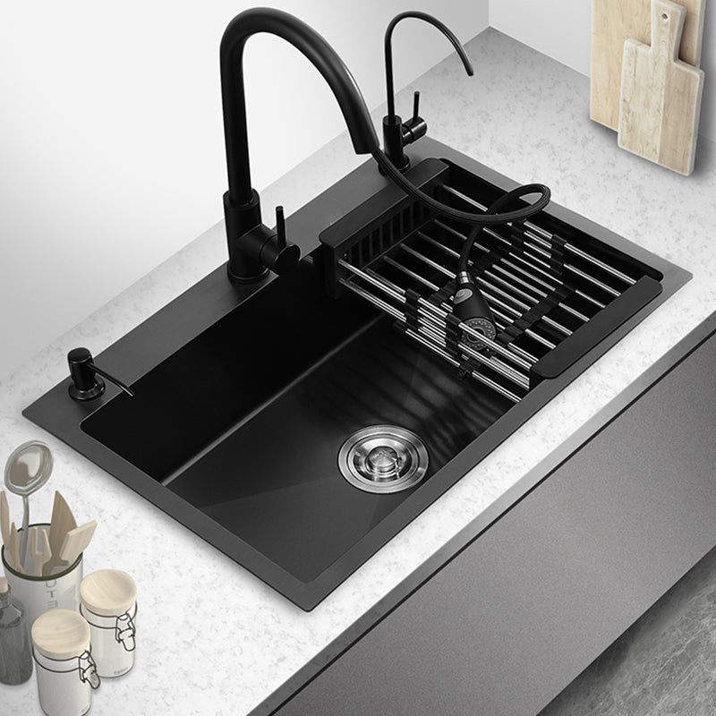 Drop-In Kitchen Sink Stainless Steel Kitchen Sink with Rectangular Shape 24"L x 18"W x 8"H Double Tap for Water Purification Clearhalo 'Home Improvement' 'home_improvement' 'home_improvement_kitchen_sinks' 'Kitchen Remodel & Kitchen Fixtures' 'Kitchen Sinks & Faucet Components' 'Kitchen Sinks' 'kitchen_sinks' 7276179