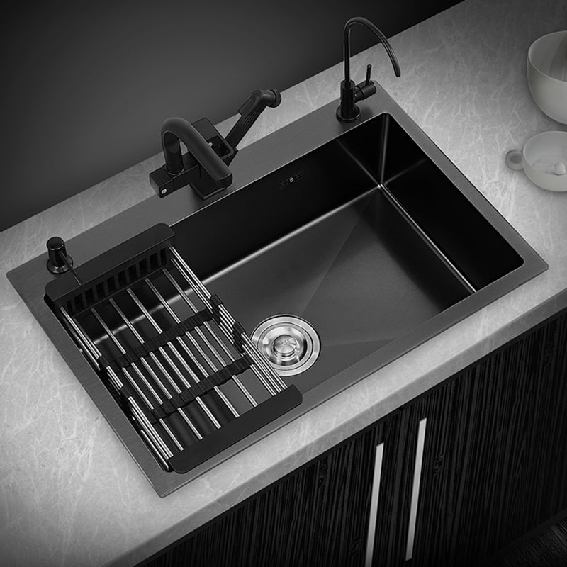 Drop-In Kitchen Sink Stainless Steel Kitchen Sink with Rectangular Shape Clearhalo 'Home Improvement' 'home_improvement' 'home_improvement_kitchen_sinks' 'Kitchen Remodel & Kitchen Fixtures' 'Kitchen Sinks & Faucet Components' 'Kitchen Sinks' 'kitchen_sinks' 7276188